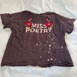 Zara Poetry girls Black Graphic Tee